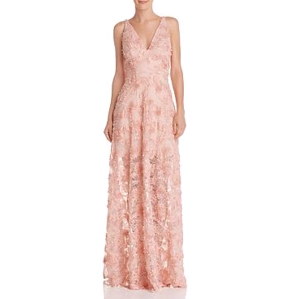 Avery G floral appliqué gown in blush size L